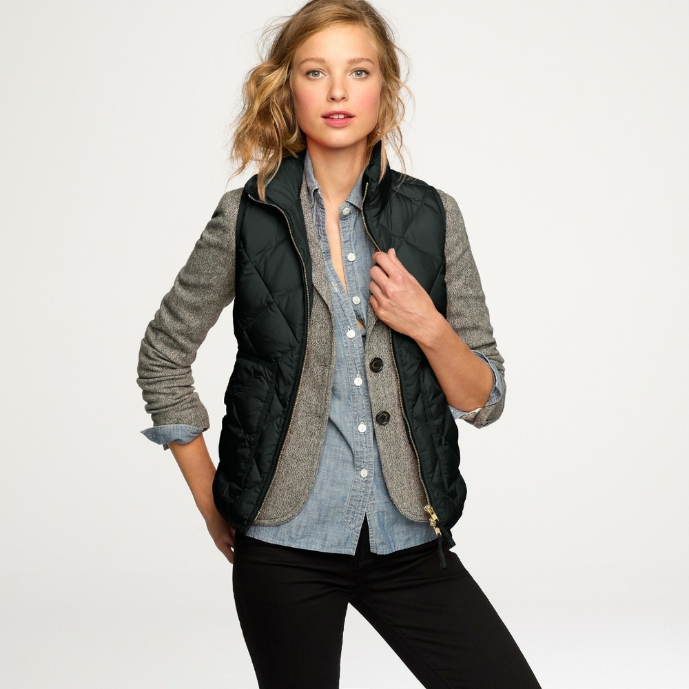 J. Crew Black Quilted Vest